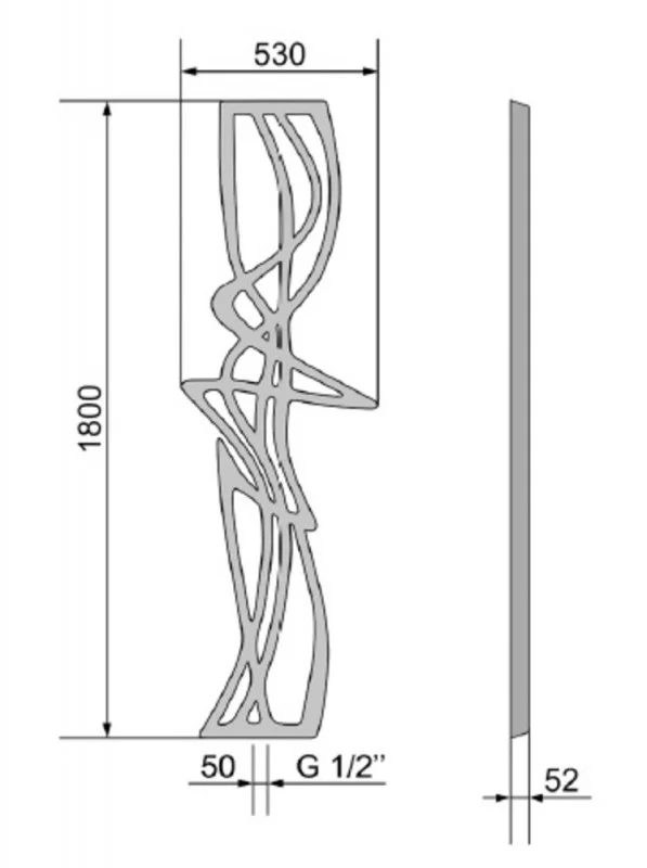 Полотенцесушитель Мелодия RAL9016 1800х530х52 1/2"ВР н/п б/к Loten( с креплениями)