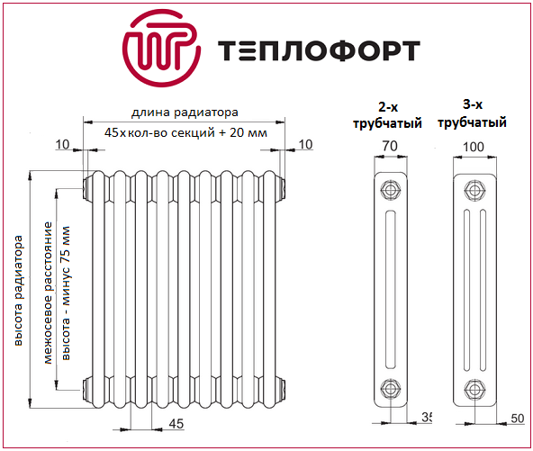 Теплофорт TP 2180 красный 5 секций