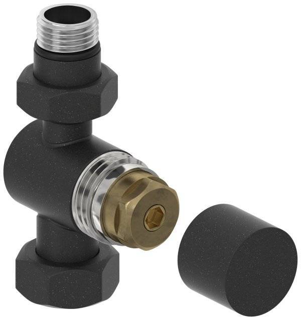 Вентиль прямой (под шестигранник) G 1/2" НР х G 3/4" НГ (Тёмный титан муар)