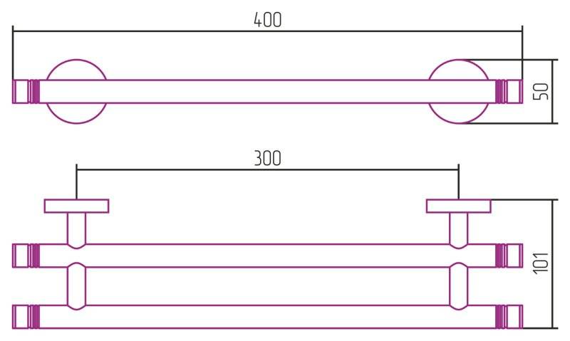 Держатель полотенец КАНЬОН двойной / L 400 (Золото)