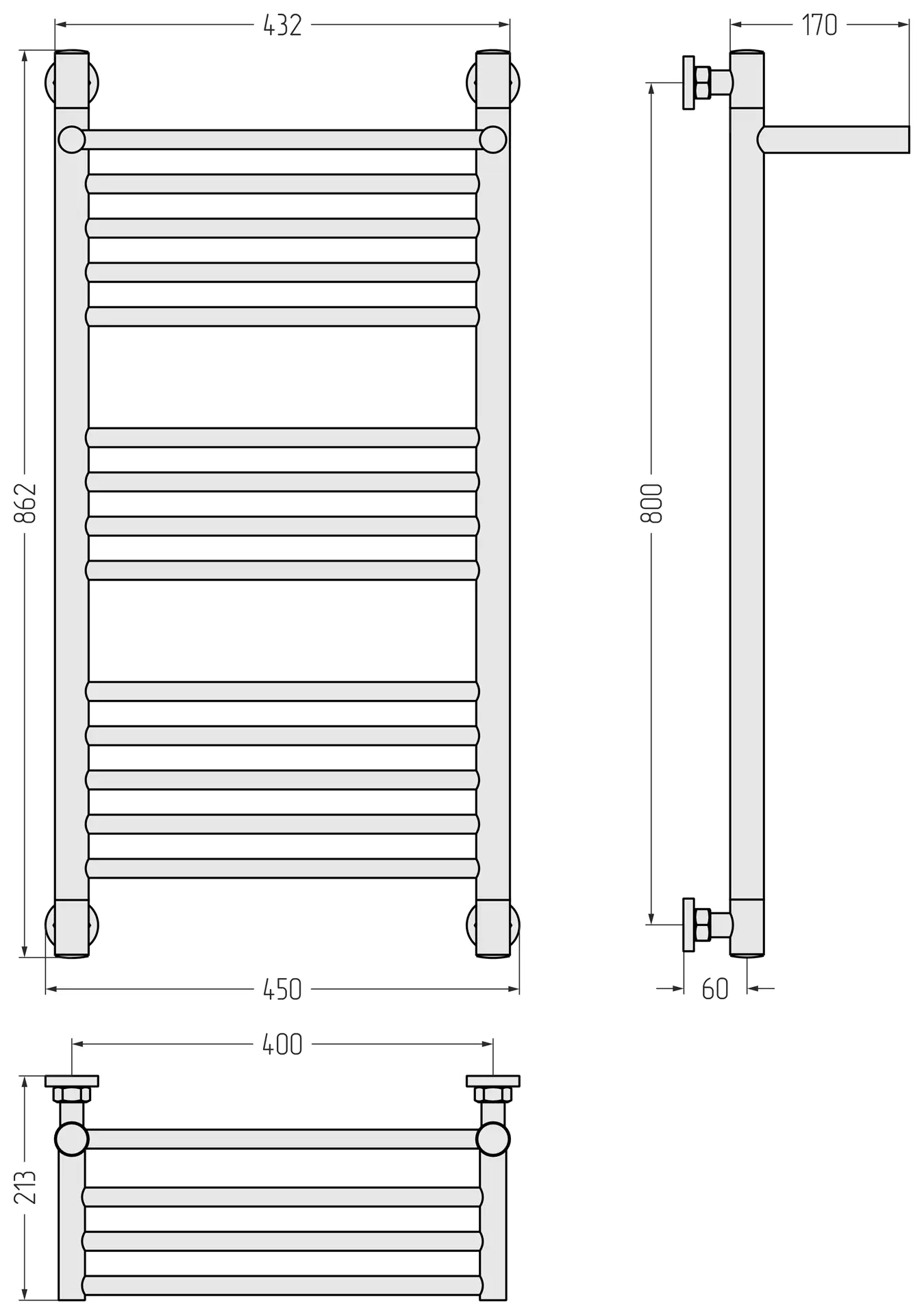 Полотенцесушитель Сунержа ДР "БОГЕМА 1П +" 800х400 (Без покрытия)