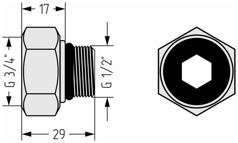 Комплект фитингов прямой G 3/4" НГ х G 1/2" НР / 2 шт (Без покрытия)