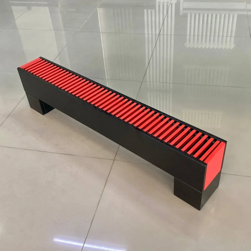 Напольный конвектор KN 135x130x1000 (50x100) Конц прав RAL9005 RAL3020 (решетка рулонная)