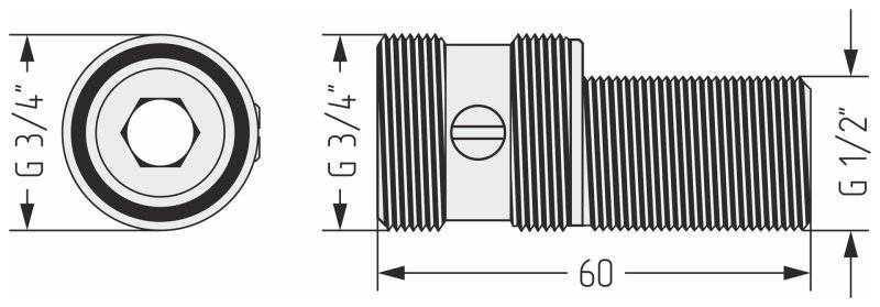 Эксцентрик запорный нар.р. G 1/2" / нар.р. G 3/4" (Без покрытия)